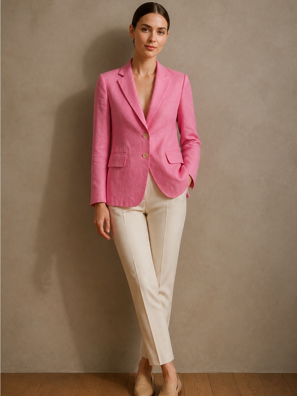 Lauren Ralph Lauren Pink Tailored Linen-Blend Blazer - Women's Jacket